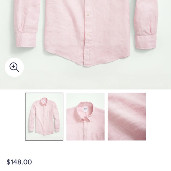 Pink Brooks Brothers Linen Sport Shirt - Picture 7 of 8